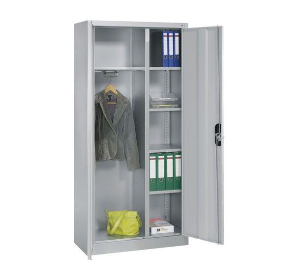 Armoire à portes battantes avec penderie, P400mm, gris clair