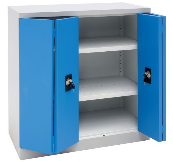 Armoire à portes pliantes basse 100 x 100 x 50 cm Bleu/gris