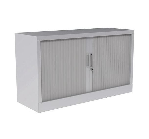 Armoire à rideaux - Avec plateau supérieur - Gris clair