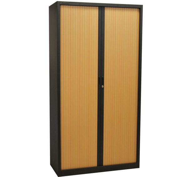Armoire à rideaux Manutan 195X100X45 cm Anthracite/Hêtre