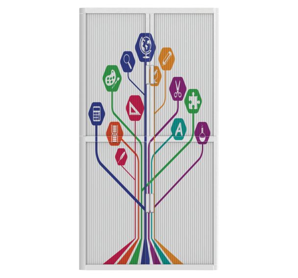 Armoire à rideaux personnalisée arbre des apprentissages-EasyOffice