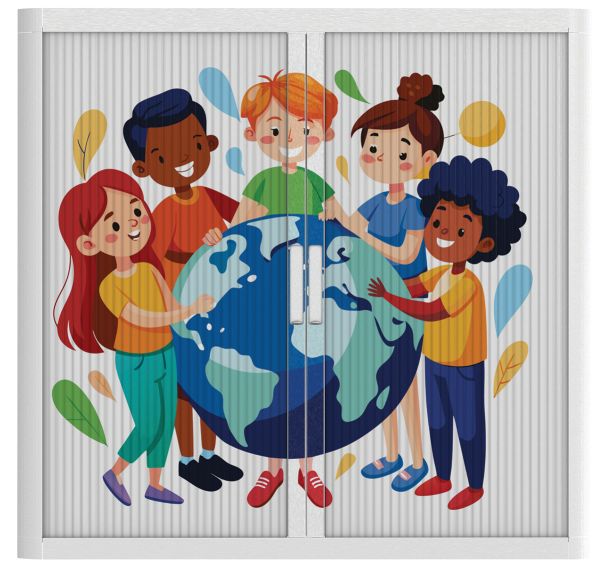 Armoire à rideaux personnalisée enfants du monde-EasyOffice