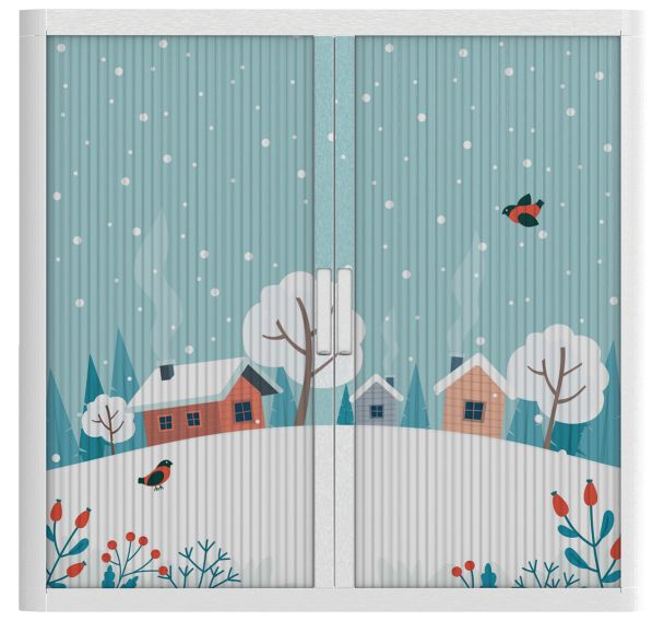 Armoire à rideaux personnalisée hiver calme-EasyOffice