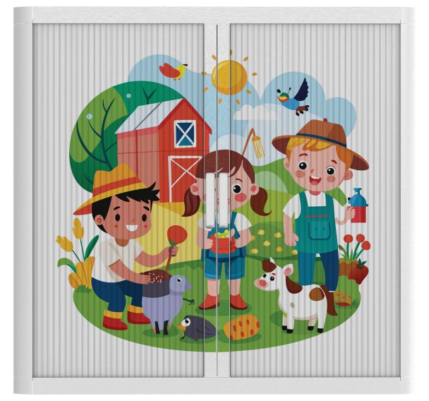 Armoire à rideaux personnalisée la vie à la ferme-EasyOffice
