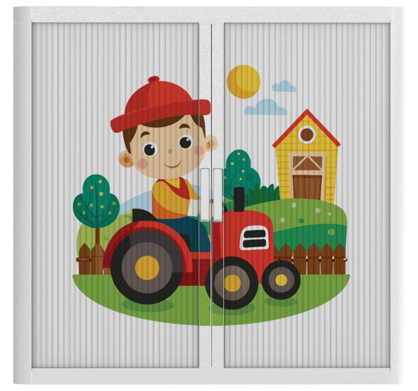 Armoire à rideaux personnalisée le fermier et son tracteur-EasyOffice