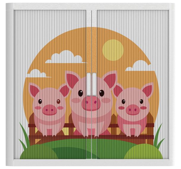 Armoire à rideaux personnalisée trois petits cochons-EasyOffice