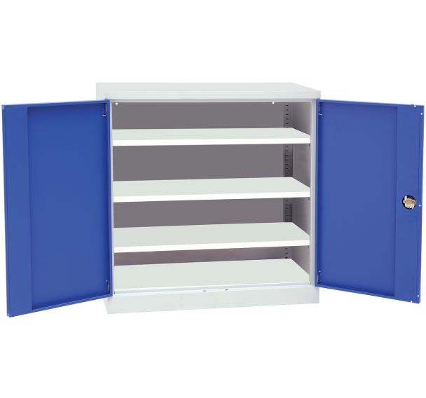 Armoire basse 3 tablettes Ht 100 Larg 100 Prof 50 cm Gris/bleu