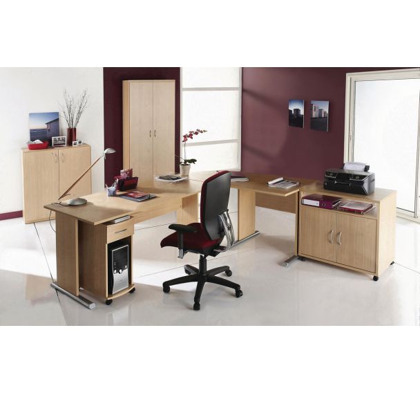 Armoire basse Alpha 2 portes battantes coloris hêtre