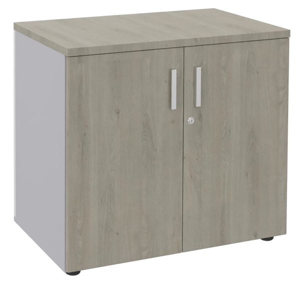 Armoire basse Majesty 2 portes 80 x 47 cm chêne gris/alu
