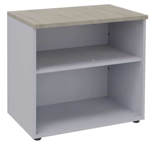 Armoire basse Majesty ouverte 80 x 47 cm chêne gris/alu