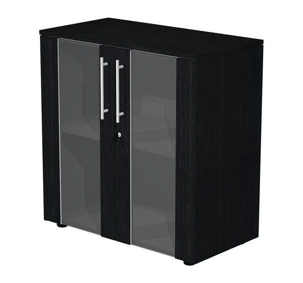 Armoire basse à 2 portes en verre fumé Royal - Artarredi