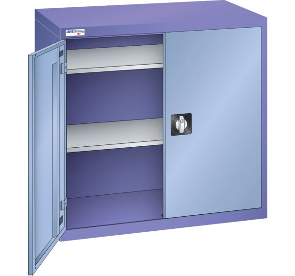 Armoire basse à portes battantes tole pleine 2 étagères 100x58x100 cm Thurmetall