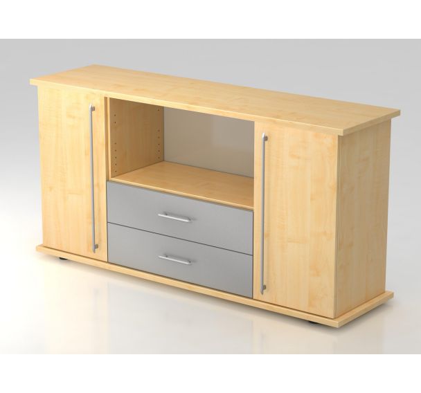 Armoire basse à portes et tiroirs SB-Poignée plastique - Hammerbacher