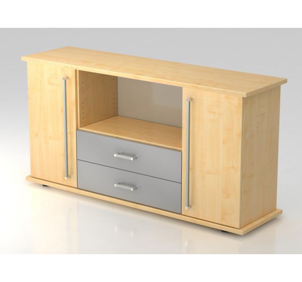 Armoire basse à portes et tiroirs SB - Poignée chromée - Hammerbacher