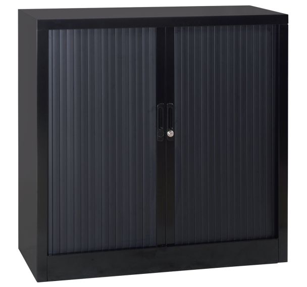 Armoire basse à rideaux en kit - Largeur 100 cm, Structure coloris : Noir