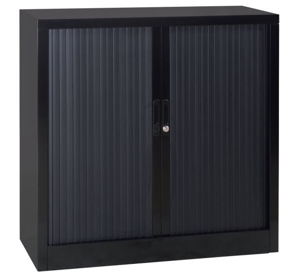 Armoire basse à rideaux en kit - Largeur 120 cm, Structure coloris : Noir