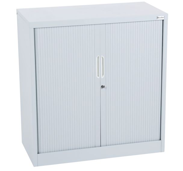 Armoire basse avec portes à rideaux - Gris - Manutan