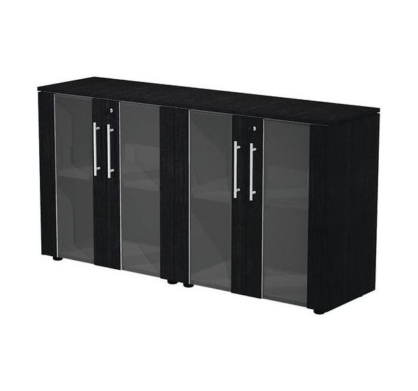 Armoire basse double à 4 portes en verre fumé - Artarredi