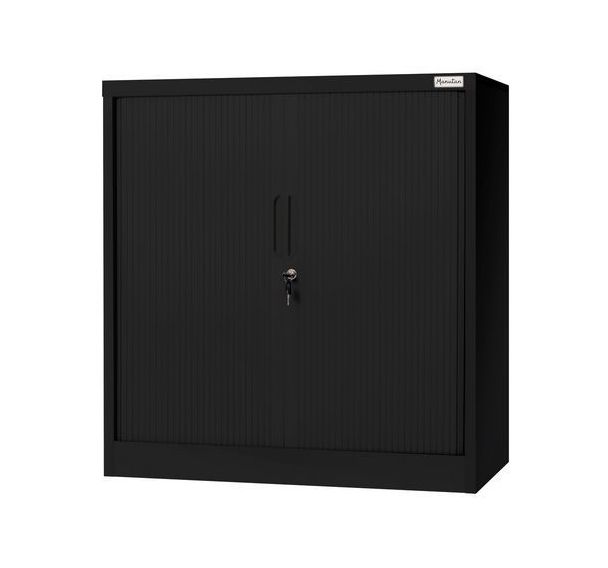 Armoire basse portes à rideaux Aris - Noir -Manutan Expert