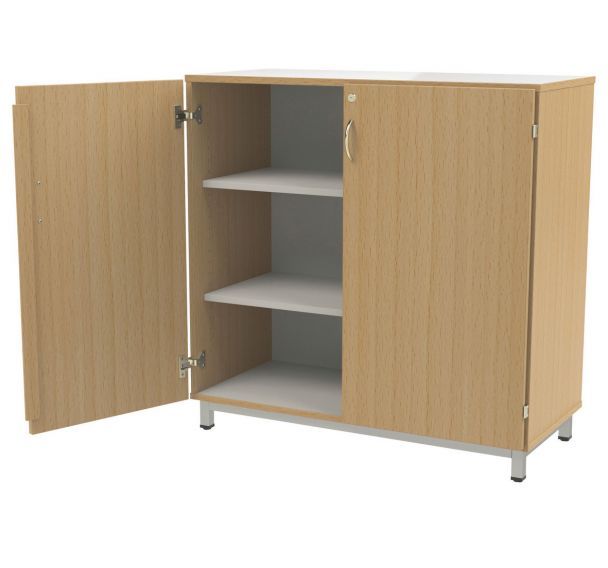 Armoire basse portes battantes Oscar coloris hêtre - Manutan Expert