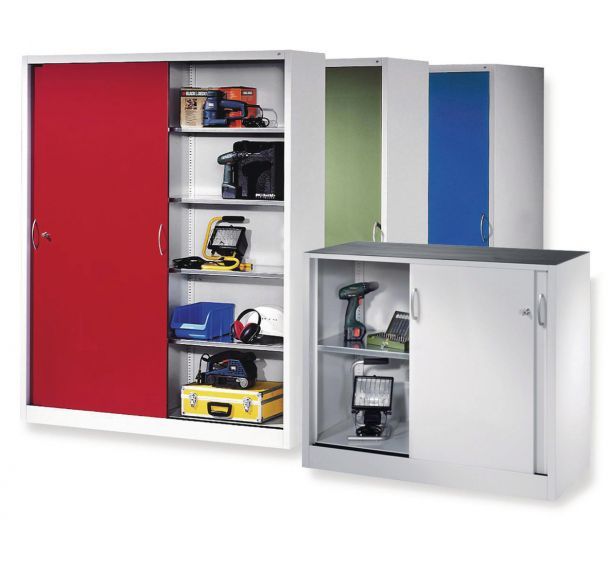 Armoire basse portes coulissantes avec tablettes CP