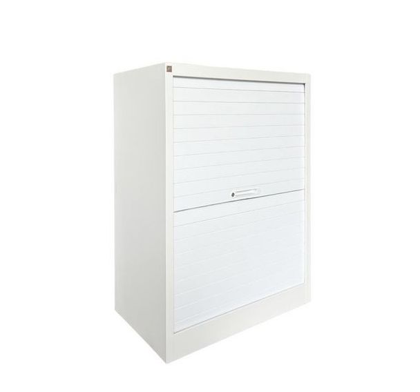 Armoire basse reconditionnée à rideaux blanche - JEC