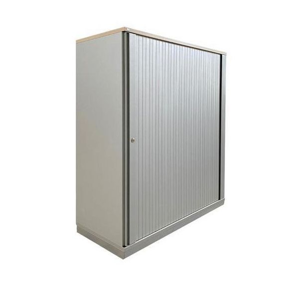 Armoire basse reconditionnée à rideaux gris - Sedus