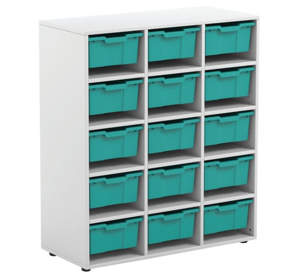 Armoire blanche Annie 3 colonnes 15 cases avec 15 grands plateaux-MIRPLAY School