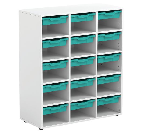 Armoire blanche Annie 3 colonnes 15 cases avec 15 petits plateaux-Mirplay School