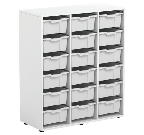 Armoire blanche Sophie 3 colonnes 18 cases avec grands plateaux-Mirplay School
