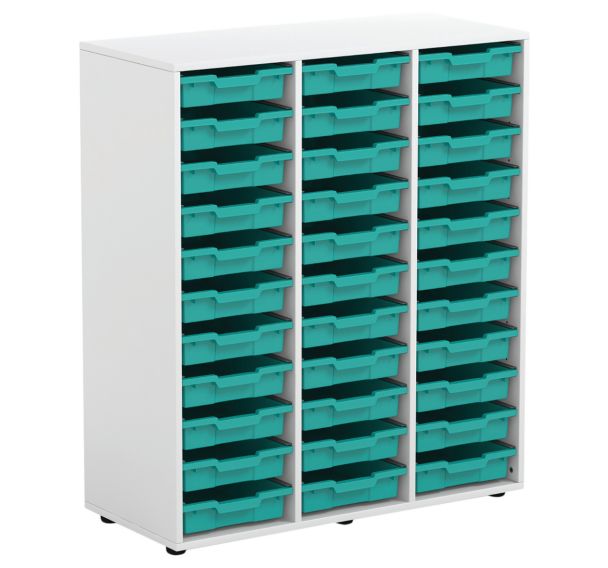 Armoire blanche Sophie 3 colonnes 33 cases avec petits plateaux-Mirplay School