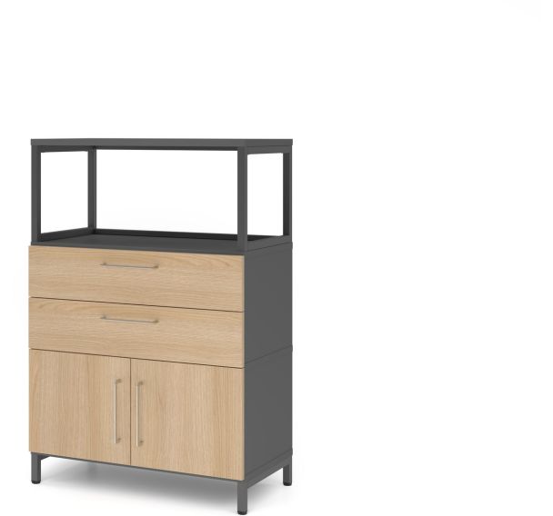 Armoire combi à 3 étagères - Cadre ouvert - Socle acier - Hammerbacher