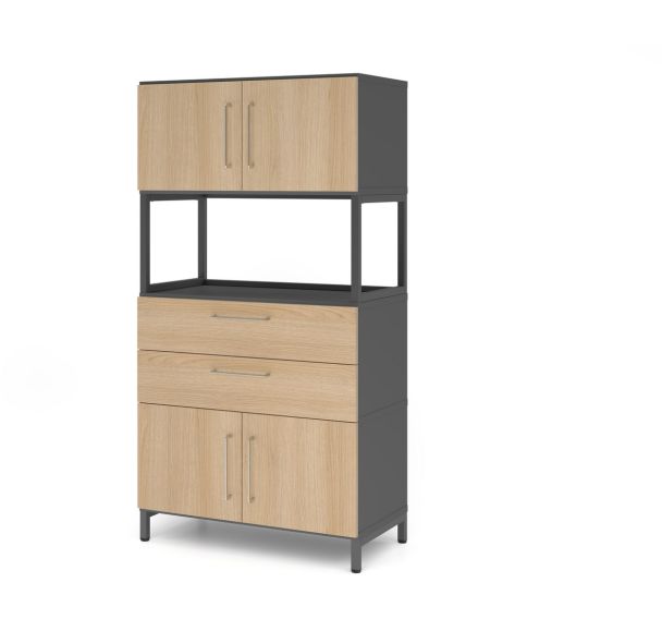 Armoire combi à 4 niveaux - Socle acier - Hammerbacher