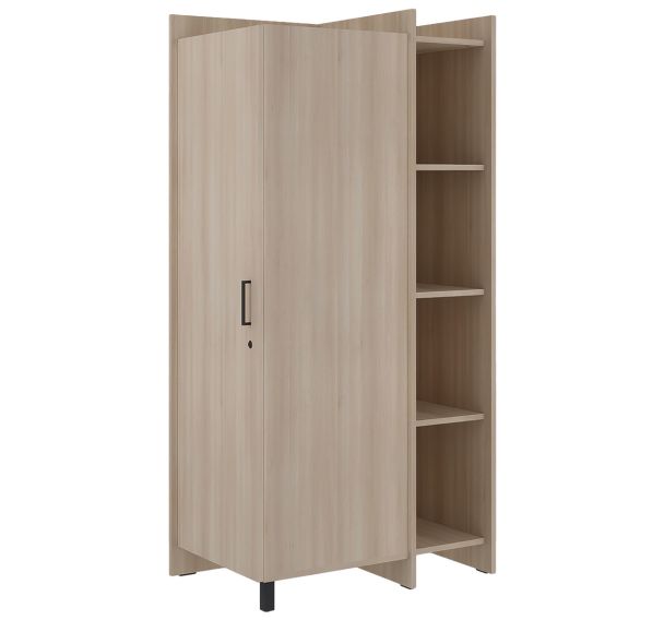 Armoire combiné EDY angle à droite 1P poignée+serrure 1/2 penderie 1/2lingère