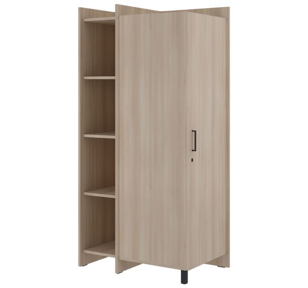 Armoire combiné EDY angle à gauche1P poignée+serrure 1/2penderie 1/2lingère