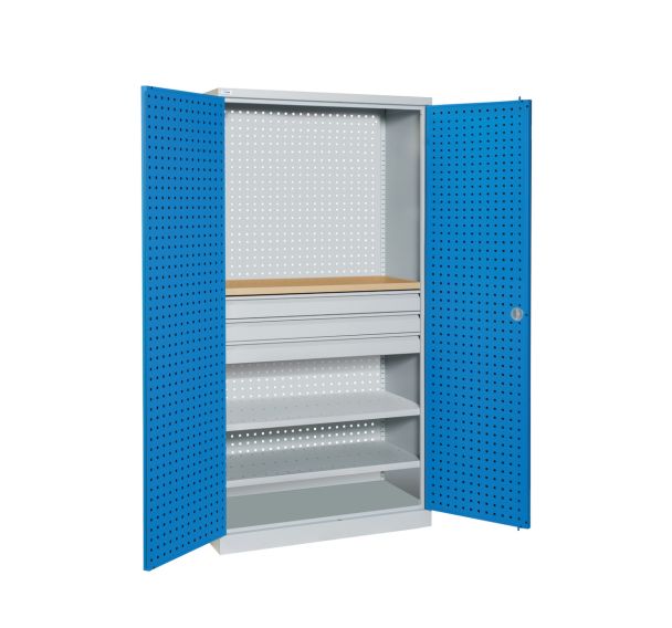 Armoire d'atelier à tiroirs et tablette bois - Sofame