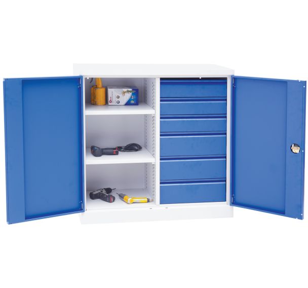 Armoire d'atelier basse Magic - Avec cloison intermédiaire - Manutan Expert