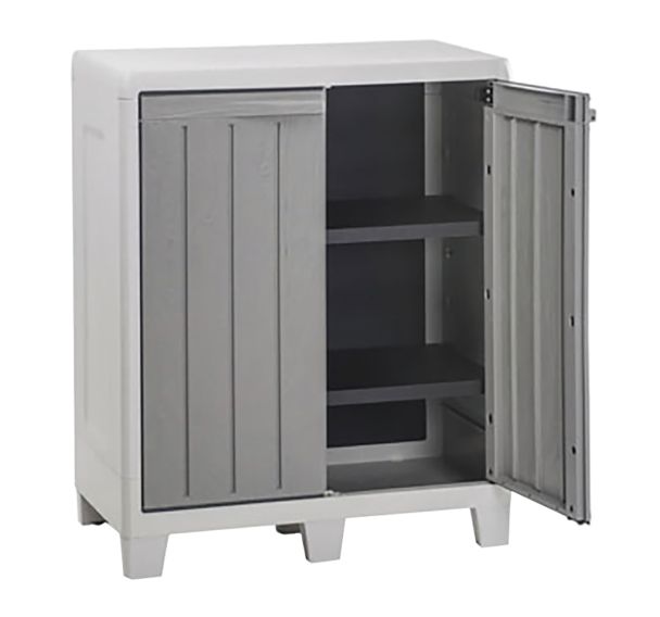Armoire de jardin basse FLORIDA XL résine - gris