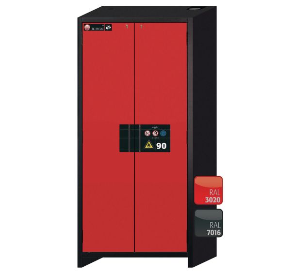 Armoire de sécurité Q-CLASSIC-90 Gris/Rouge RAL 3020 - asecos