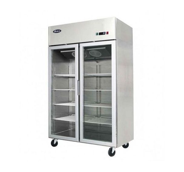 Armoire froid positif deux portes vitrées Ht 190/220cm roulettes reconditionnée