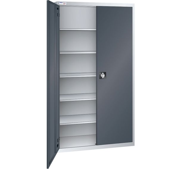 Armoire haute à portes battantes tole pleine 4 étagères 100x58x195 cm Thurmetall