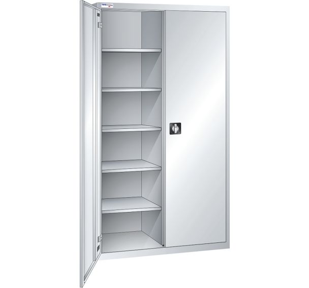 Armoire haute à portes battantes tôle pleine 4 étagères 75x58x195 cm Thurmetall
