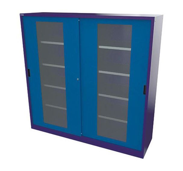 Armoire haute à portes vitrées coulissantes profondeur 58 cm