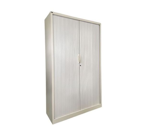 Armoire haute reconditionnée à rideaux - Blanc écru