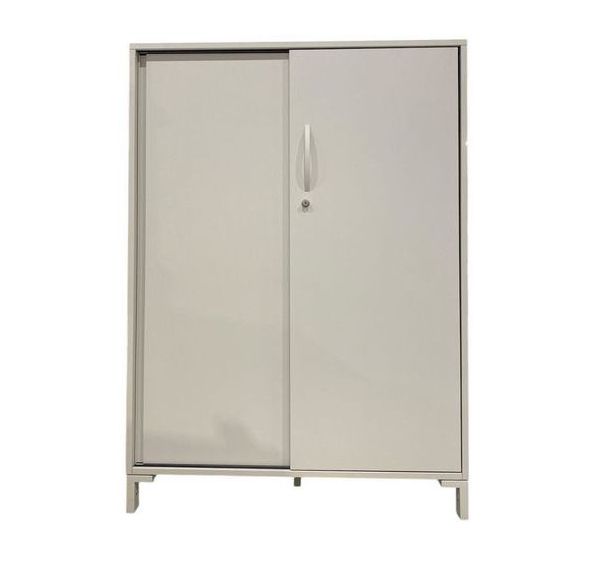 Armoire mi-haute reconditionnée - Ouverture porte coulissante - Grise