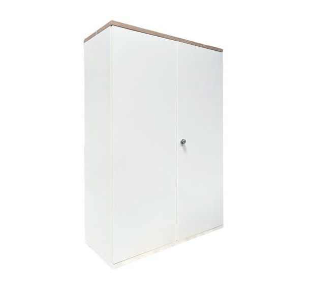 Armoire mi-haute reconditionnée à portes battantes - Blanche