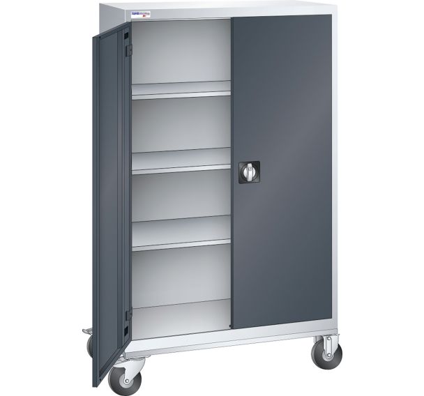 Armoire mobile mi-haute à ptes battantes tole pleine 3 étagères 100,5x40x177 cm
