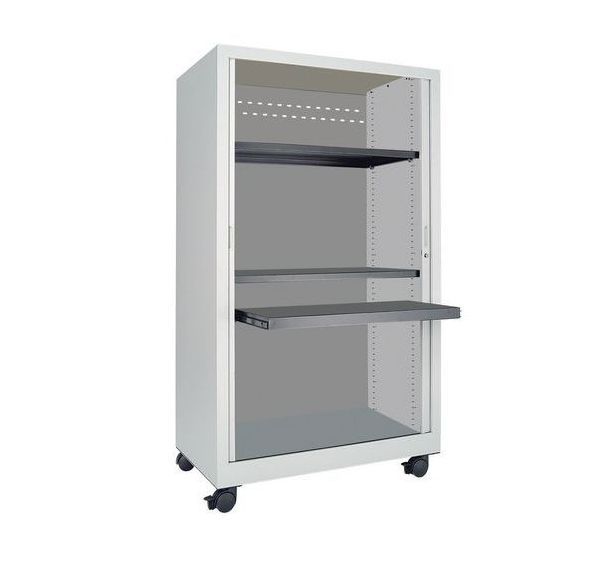 Armoire multimédia mobile à rideaux métal