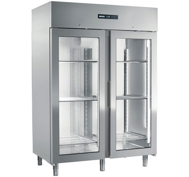 Armoire négative GN2/1, cuve inox, 2 portes vitrées,1400L-ENERGY1400BT/PV-Afinox
