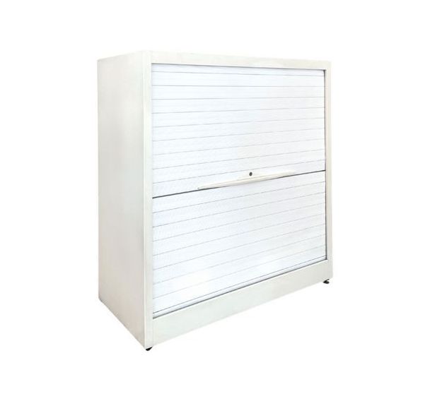Armoire reconditionnée basse à rideaux - Blanche